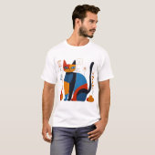 Geometric Cat T-Shirt - Stylish Artistic Design fo (Vorne ganz)