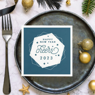 Geometric Cheer New Year's Eve Party Serviette