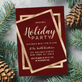 Geometric Chic Gold Burgundy Red Holiday Party Einladungspostkarte
