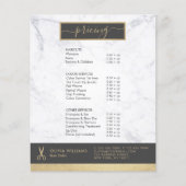 Geometric Chic Gold Scissors Marmorhaar Stylist Flyer (Vorne)