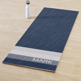 Geometric Chic White Navy Blue Monogram Yogamatte