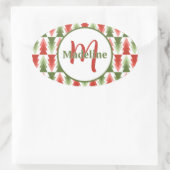 Geometric Christmas Tree Grove Ovaler Aufkleber (Tasche)