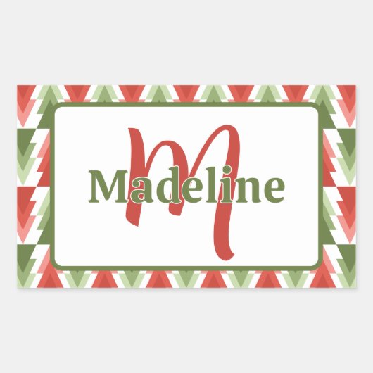 Geometric Christmas Tree Grove Rechteckiger Aufkleber (Vorderseite)