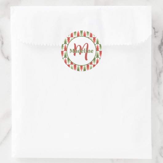 Geometric Christmas Tree Grove Runder Aufkleber (Tasche)