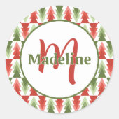 Geometric Christmas Tree Grove Runder Aufkleber (Vorderseite)