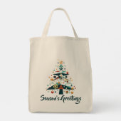 Geometric Christmas Tree with Gold Stars Tragetasche (Rückseite)