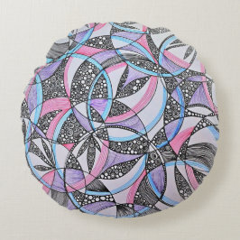 Geometric Circles Kaleidoscope Round Pillow Rundes Kissen