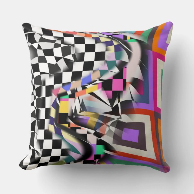 Geometric Collage Abstract Textile Pattern Kissen (Vorderseite)