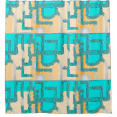 Geometric Color‑Blocked Motif Modern Duschvorhang (Vorderseite)