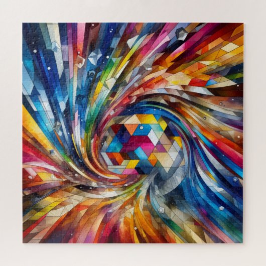Geometric Colorful Swirl Puzzle (Horizontal)