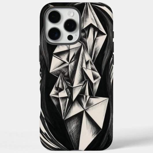 Geometric Crystal Black and White iPhone Case (Rückseite)