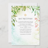 Geometric Crystal Greenery Bat Mitzvah Einladung (Vorderseite)