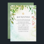 Geometric Crystal Greenery Bat Mitzvah Einladung<br><div class="desc">Trendy grüne Fledermaus Mitzvah laden mit goldenem geometrischem Rahmen und Salbei grüne Aquarellwäsche Rückwärtsgang entwickelt,  um schnell und einfach auf Ihre Event-Spezifikationen angepasst werden.</div>