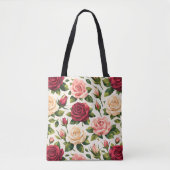 Geometric Cute Rose Pattern Pink Red Peach Floral Tasche (Vorderseite)