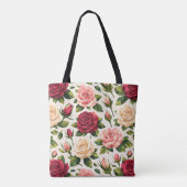 Geometric Cute Rose Pattern Pink Red Peach Floral Tasche (Rückseite)