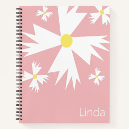 Geometric Daisy Floral Name Notebook Notizblock
