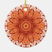Geometric Daisy Muster in Mandarin Orange Cerami Keramik Ornament (Hinten)