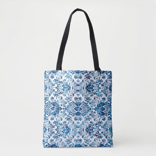 Geometric damask seamless pattern with grunge text tasche (Vorderseite)