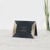 Geometric Dark Navy Gold Gatsby Wedding Dankeskarte (Vorderseite)