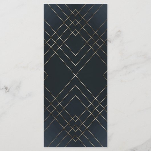 Geometric Dark Navy Gold Gatsby Wedding Programm (Rückseite)