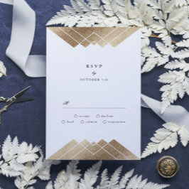 Geometric Dark Navy Gold Gatsby Wedding RSVP