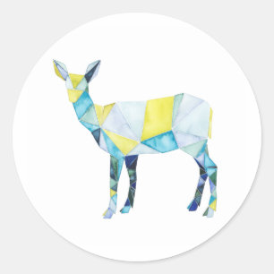 Geometric Deer Animal Runder Aufkleber