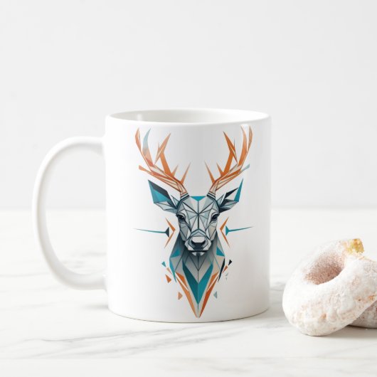 Geometric Deer Art | Modernes Design für Abstrakte Kaffeetasse (Mit Donut)
