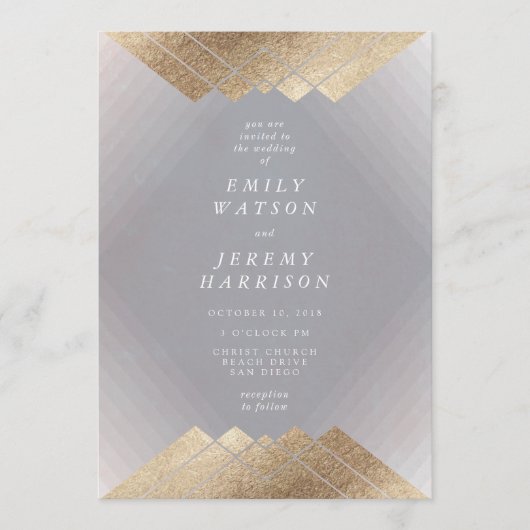 Geometric Deko Gray Gold Gatsby Einladung zur Hoch (Vorderseite)