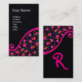 GEOMETRIC DEKO MONOGRAM Pink Fuchsia Black Paper Visitenkarte (Vorne/Hinten)
