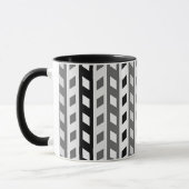 Geometric Design, gray, black, white, Tasse (Links)