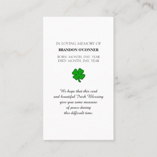 Geometric Design Irish Blessing White Gray Visitenkarte (Rückseite)