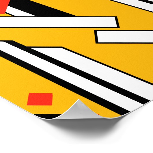 Geometric Design with Bold Lines & Red Diamonds Poster (Ecke)