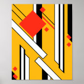 Geometric Design with Bold Lines & Red Diamonds Poster (Vorne)