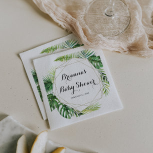 Geometric Destination Tropical Green Baby Shower Serviette