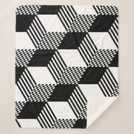 Geometric Diamond Black & White Sherpa Blanket Sherpadecke