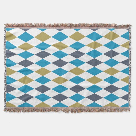 Geometric diamond Blue Green Modern Harlequin Decke (Vorderseite)