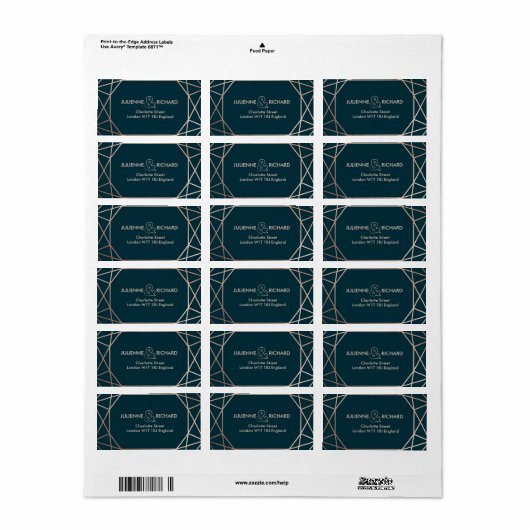 Geometric Diamond Elegant Wedding Address Labels Adressaufkleber (Vorne)