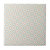 Geometric Diamond Pattern Pastel Pink and Blue Fliese (Vorderseite)
