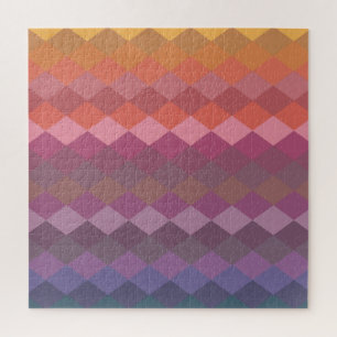 Geometric Diamond Shapes in Muted Rainbow Colors Puzzle