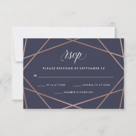 Geometric Diamond Wedding RSVP auf Midnight Blue Karte