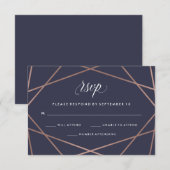 Geometric Diamond Wedding RSVP auf Midnight Blue Karte (Vorne/Hinten)