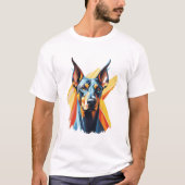 Geometric Doberman – Colourful Modern Dog T-Shirt (Vorderseite)