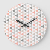 Geometric Dreiecke Peach Neutrals Modern Pattern Große Wanduhr (Vorderseite)