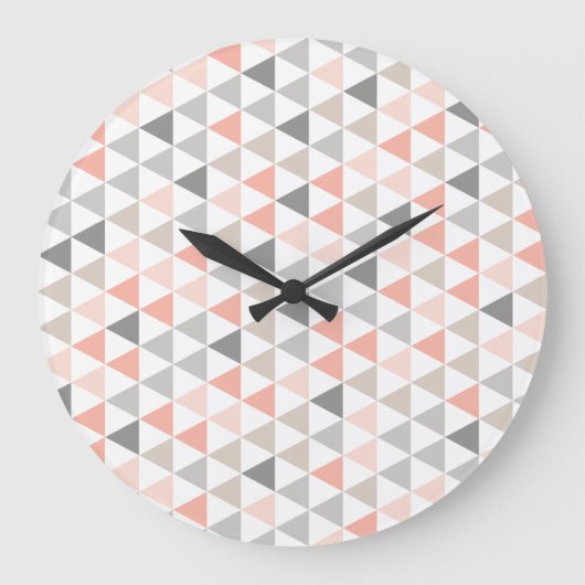 Geometric Dreiecke Peach Neutrals Modern Pattern Große Wanduhr (Vorderseite)