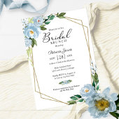 Geometric Dusty Blue Floral Bridal Brunch Einladung