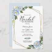 Geometric Dusty Blue Floral Bridal Luncheon Einladung (Vorne/Hinten)