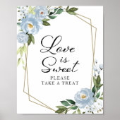 Geometric Dusty Blue Floral Liebe ist Sweet Sign Poster (Vorne)