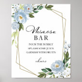 Geometric Dusty Blue Floral Mimosa Bar Sign Poster (Vorne)
