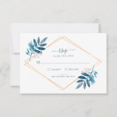 Geometric Dusty Blue Greenery Wedding RSVP Card (Vorderseite)