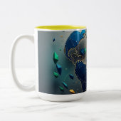 Geometric Earth Art, Abstract Global Network Mug Zweifarbige Tasse (Links)
